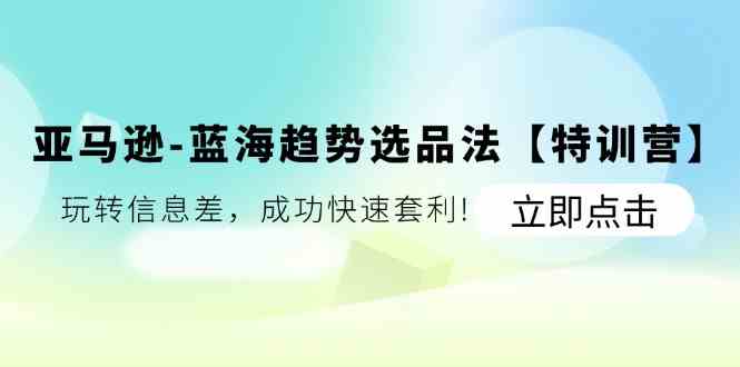 亚马逊蓝海趋势选品法【特训营】：玩转信息差，成功快速套利-云创堂