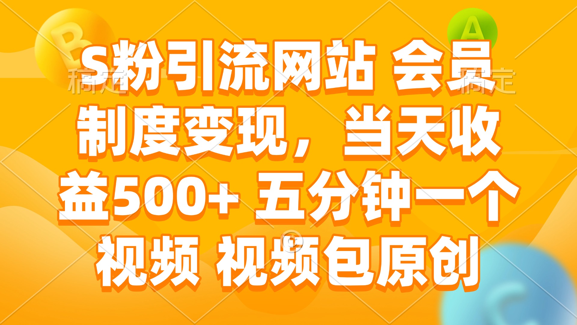 S粉引流网站 会员制度变现，当天收益500+ 五分钟一个视频 视频包原创-云创堂