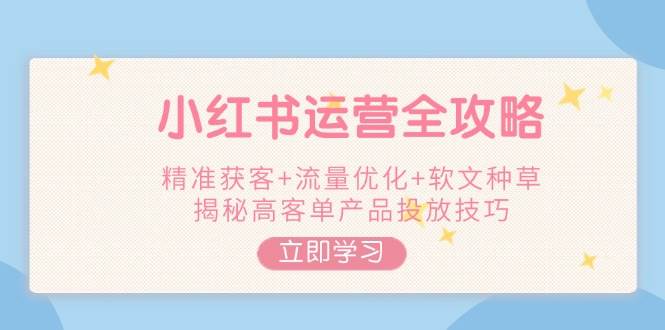 小红书运营全攻略，精准获客+流量优化+软文种草，揭秘高客单产品投放技巧-云创堂