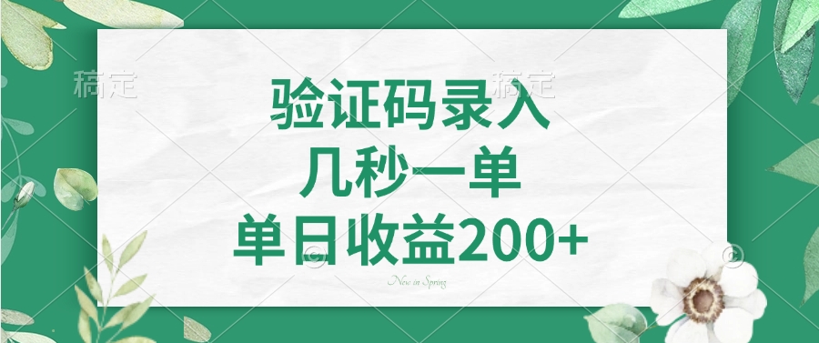 验证码录入，几秒一单，单日收益200+-云创堂