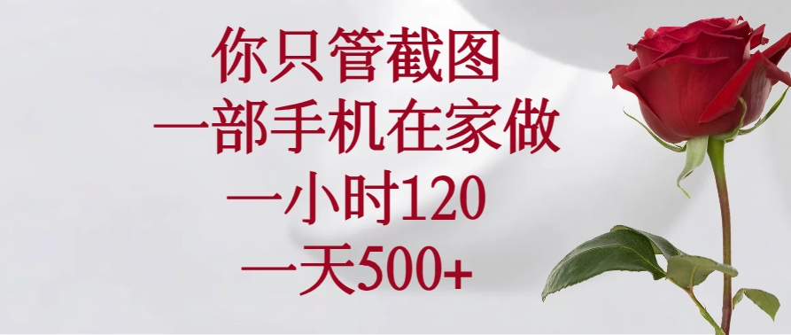 你只管截图，一部手机在家做，一小时120，一天500+-云创堂