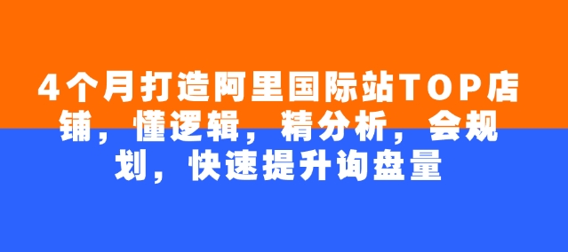 4个月打造阿里国际站TOP店铺，懂逻辑，精分析，会规划，快速提升询盘量-云创堂
