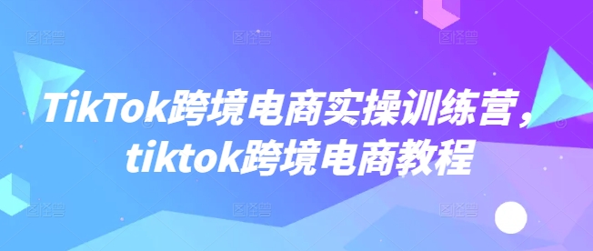 TikTok跨境电商实操训练营，tiktok跨境电商教程-云创堂
