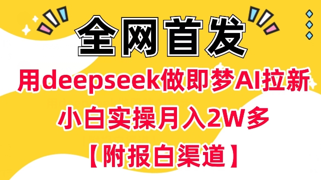 用deepseek做即梦Ai拉新 小白实操月入过W+【附报白渠道】-云创堂