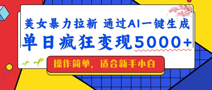 美女暴力拉新，通过AI一键生成，单日疯狂变现5000+，纯小白一学就会！-云创堂