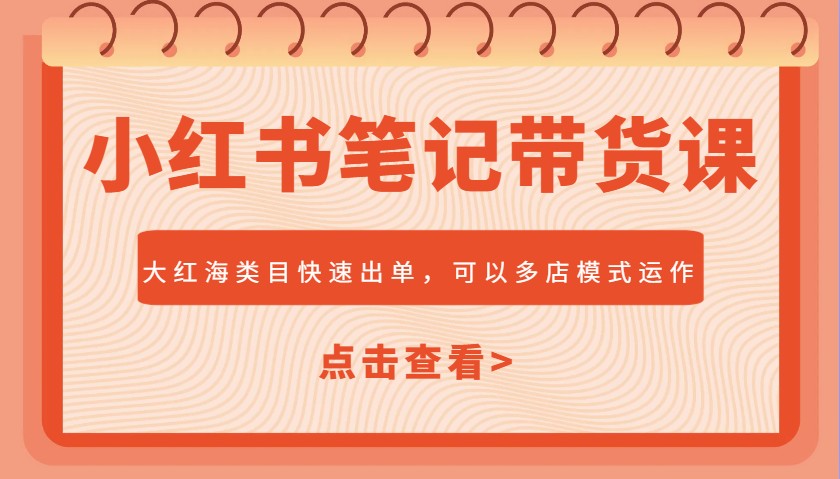 小红书笔记带货课，大红海类目快速出单，市场大，可以多店模式运作-云创堂